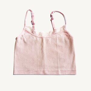 Joe Fresh Light Pink Ribbed Cropped Tank Top Size Small
